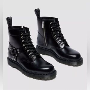 Dr. Martens 1460 Harness Black Leather Boots - Size Men 10 / Women 11 - NEW